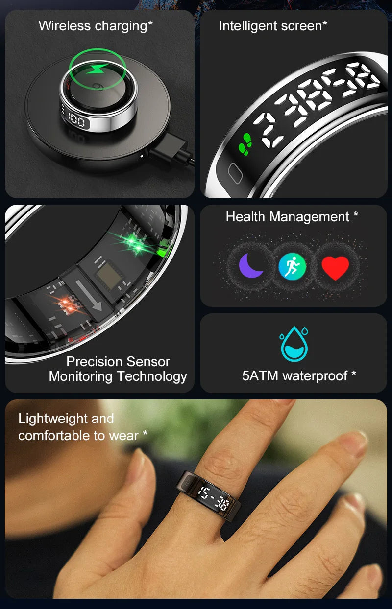 R11 Smart Ring 3.3g 5ATM waterproof Wireless Charging Heart Rate Blood Oxygen Sleep Health Monitor Step Distance Fitness Tracker