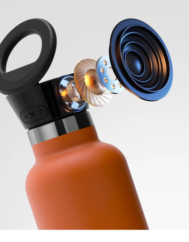 3 in 1 Waterproof Bocoice 550ML Smart Bluetooth Speaker Vacuum Bottle with Phone Holder MagBottle Speaker