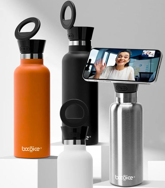 3 in 1 Waterproof Bocoice 550ML Smart Bluetooth Speaker Vacuum Bottle with Phone Holder MagBottle Speaker