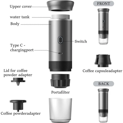 BrewPro™ Cafetera Espresso Portátil – Café Fresco Donde Quieras, Cuando Tu Quieras